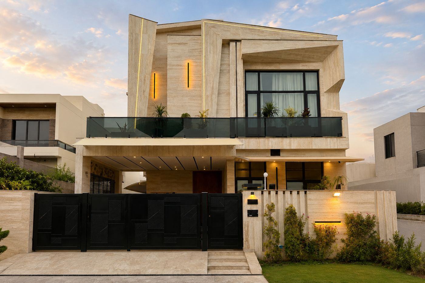 Warm travertine surfaces